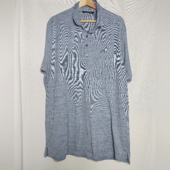 Travis Mathew Excursion Heather Gray Blue Golf Polo‎ Shirt Mens Cotton Blend XXL - Picture 2 of 7